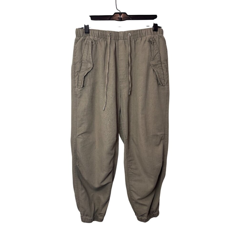 Gap linen blend jogger pants brown green women's size M